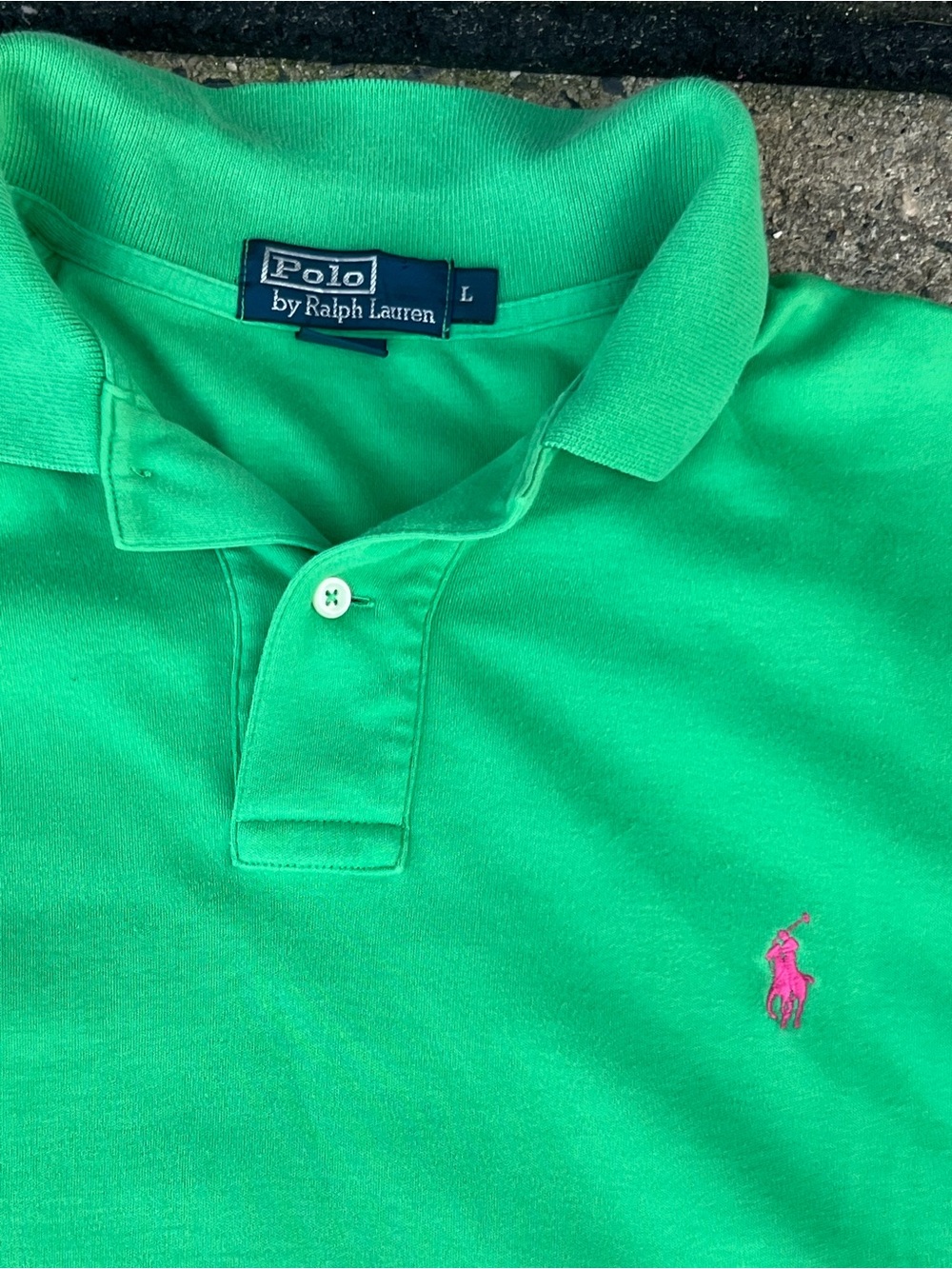 Polo by Ralph Lauren Green Polo with Pink Pony Embroidery